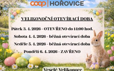 VELIKONOČNÍ OTEVÍRACÍ DOBA od 3. 4. 2025 do 6. 4. 2026