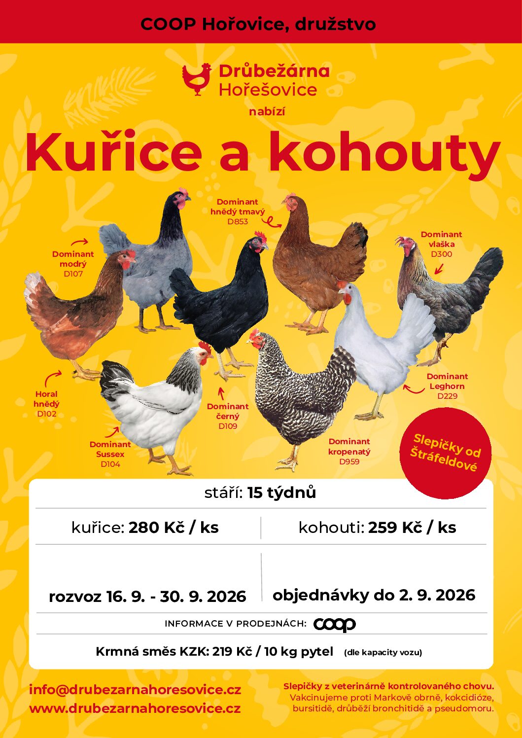 OBJEDENÁVKA KUŘIC A KOHOUTŮ